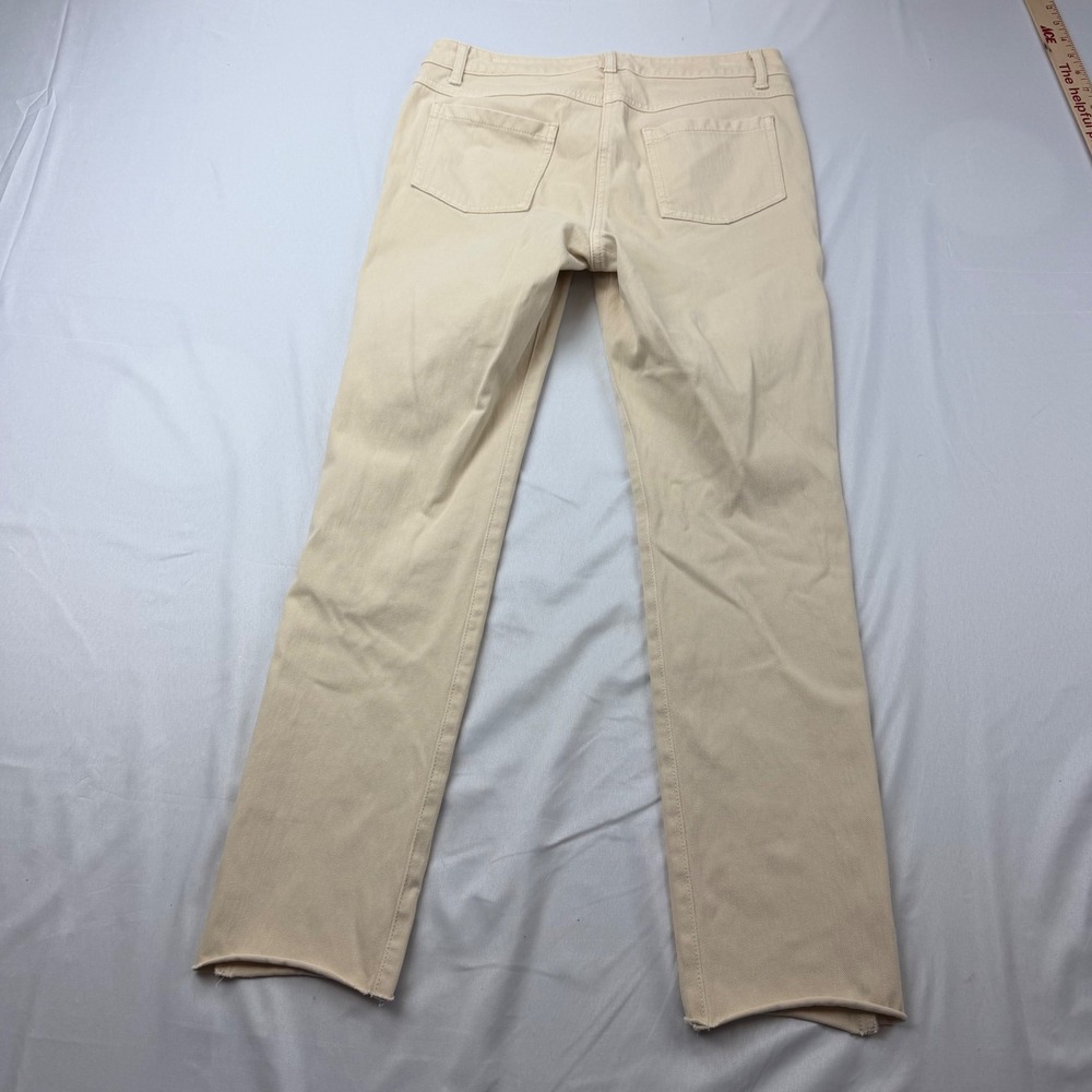 J. McLaughlin Straight Leg Pants Women Size 6 Beige Raw Hem Stretch Casual